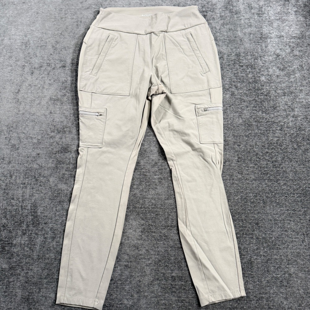 Athleta Headlands Hybrid Cargo Pants Tan‎ Beige High Rise Size 10 Pockets Womens